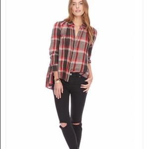 Free People Peppy in Plaid Button Up Top Size S